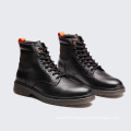 New Style Custom Logo Fashion Flat Laceup Mens Leather Casual Boots